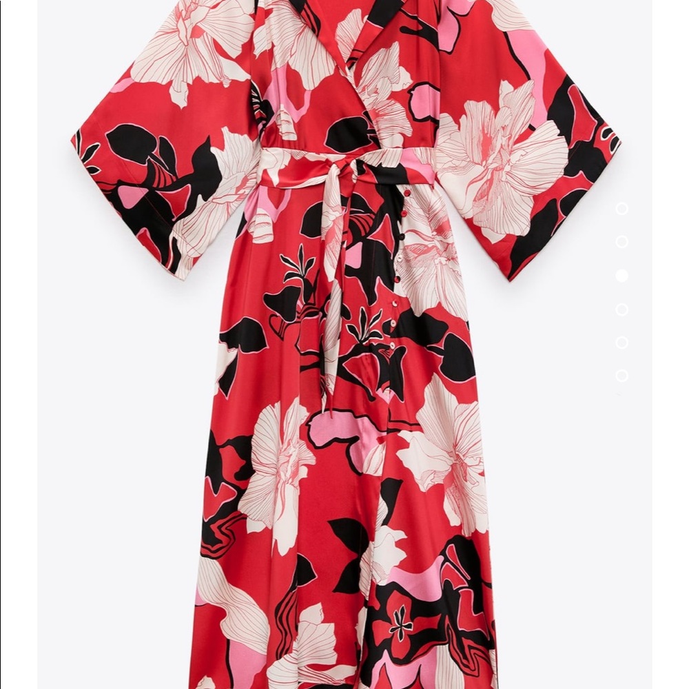 ZARA FLORAL TIE PRINT DRESS - Picture 2 of 6